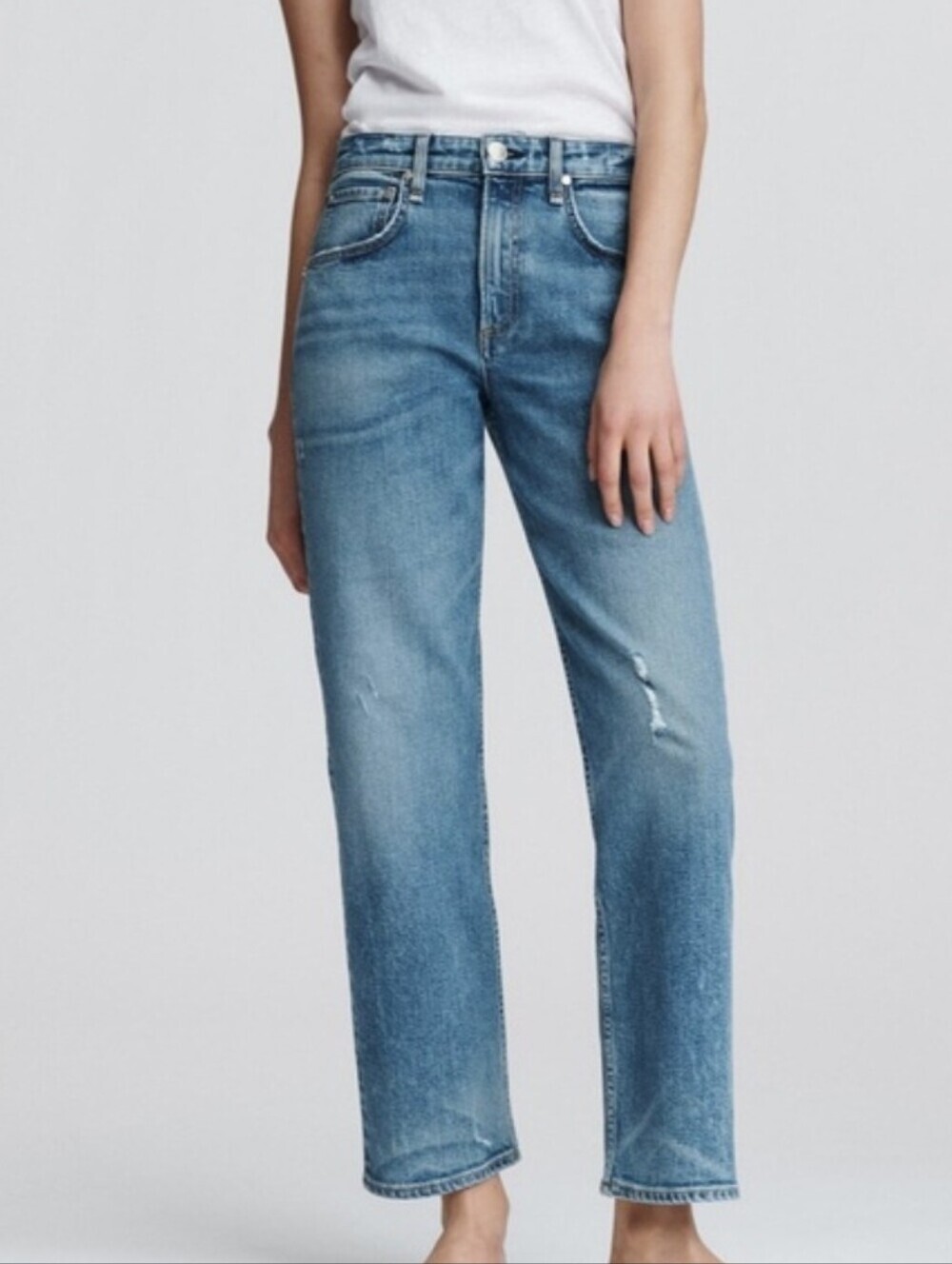 rag & bone Maya High-Rise Ankle Straight Jeans in Medland Size 27
